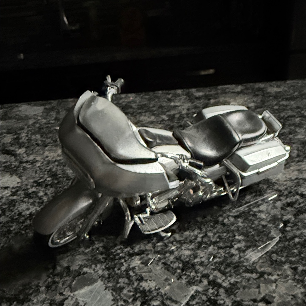 Harley-Davidson Silver and Black Motorcycle Decor